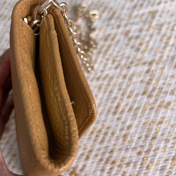 Valentino by Mario Brown Pebbled Leather Clutch with Chain Strap